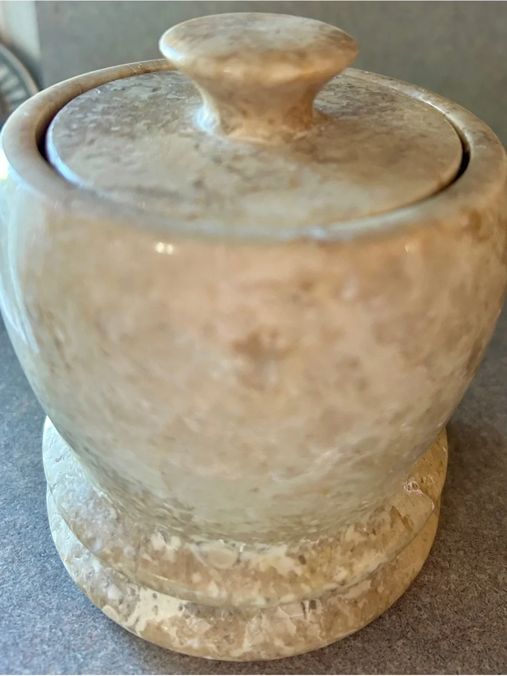 Natural polished Stone Marble Storage Jar with Lid - Beige